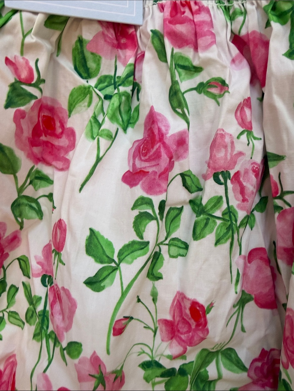 Hill House Floral Midi Dress in Cream with Pink Roses - Picture 4 of 5